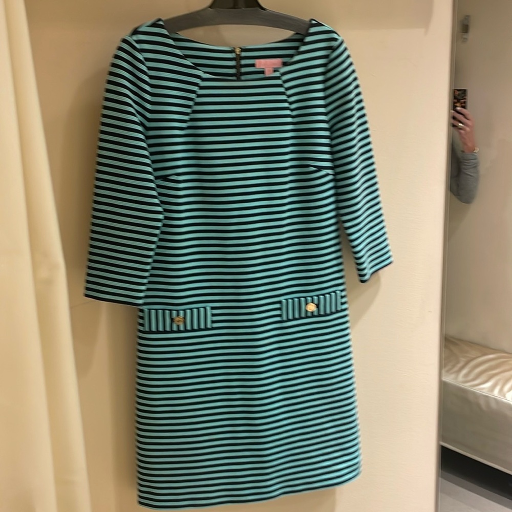 Lilly Pulitzer classic striped poly, cotton, spandex blend in a Medium.